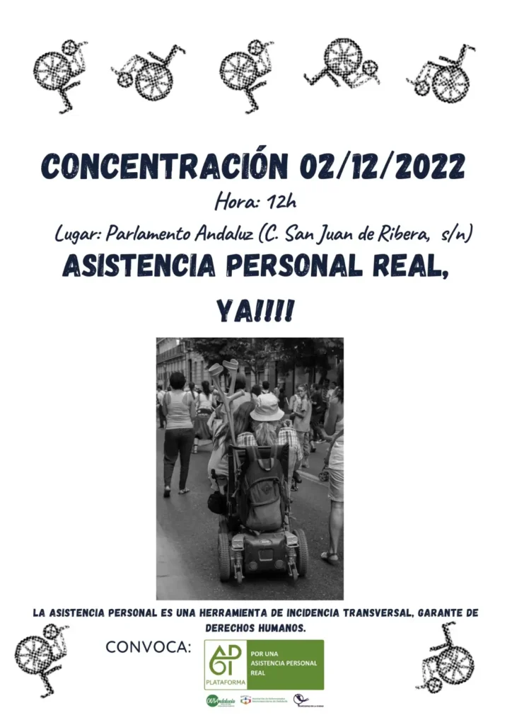 Cartel de la concentración del día 2/12 del 2022 a favor de una asistencia personal real ya